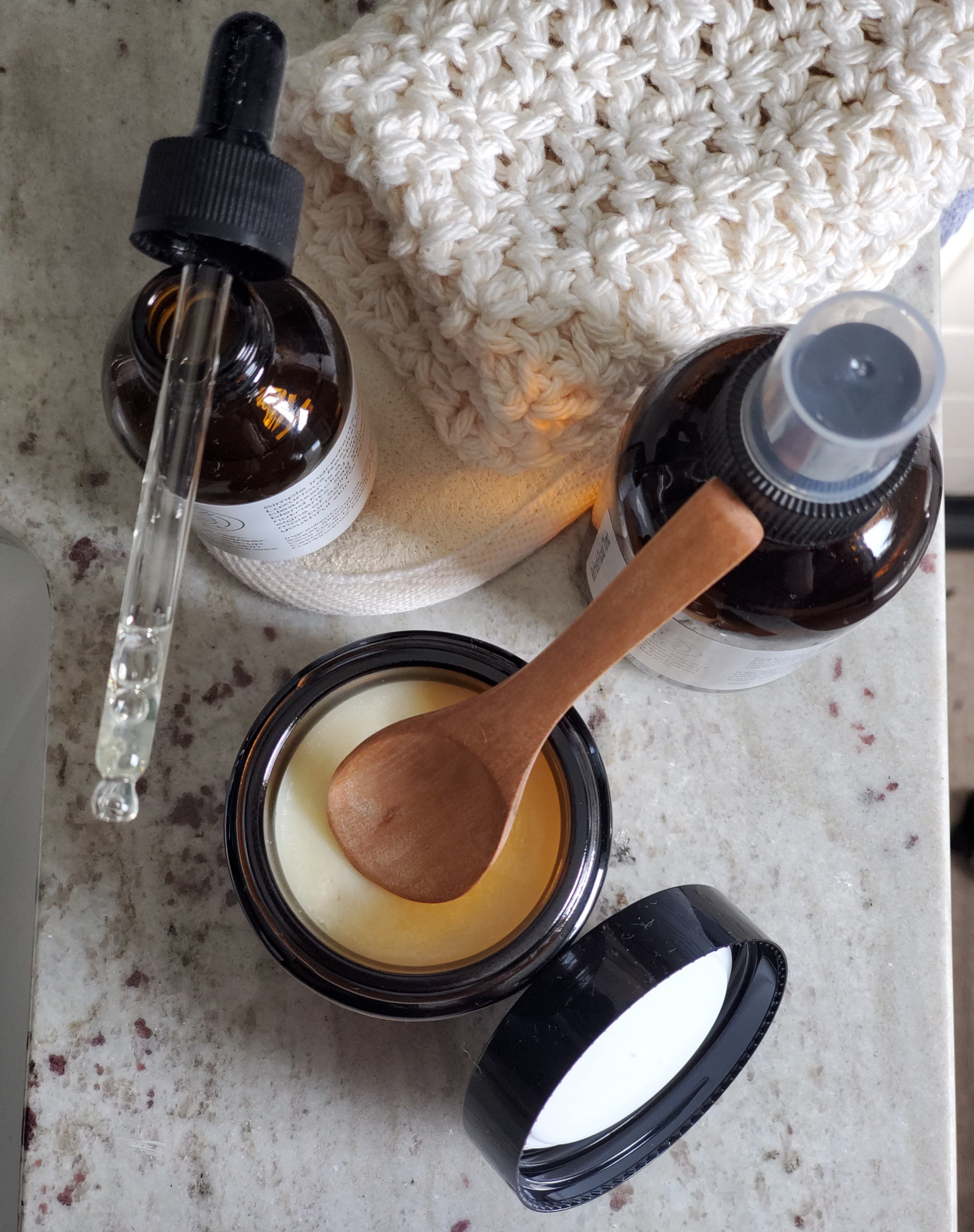 top view of the skincare routine set