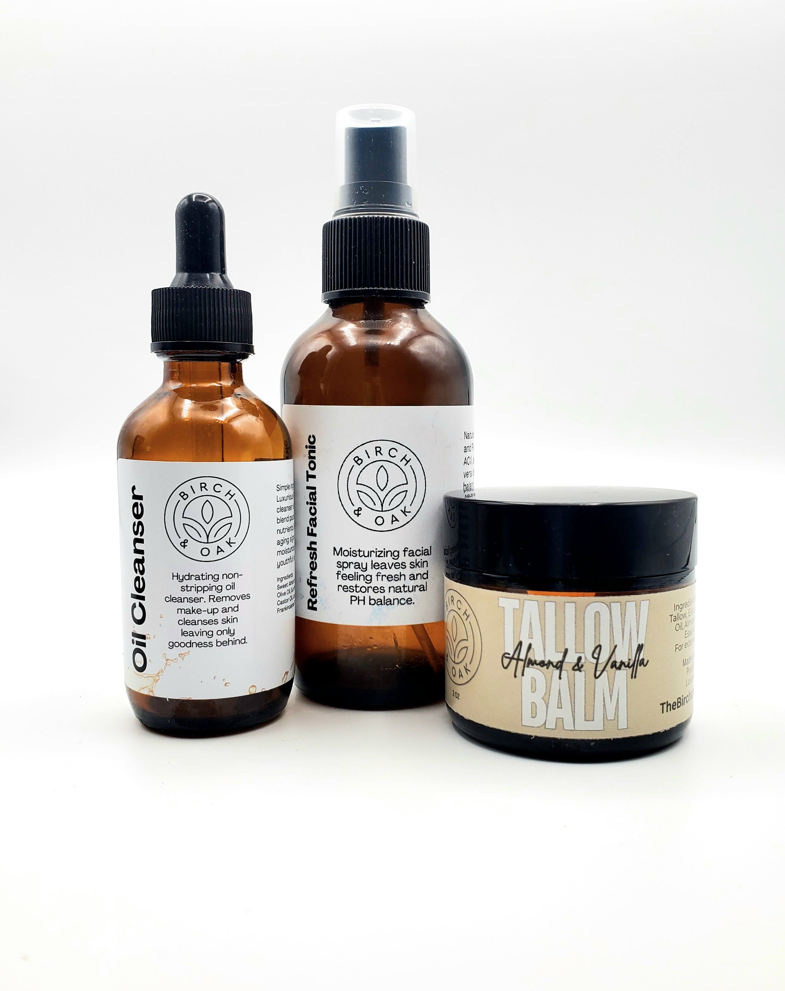 Three skincare products from Birchbox on a white background