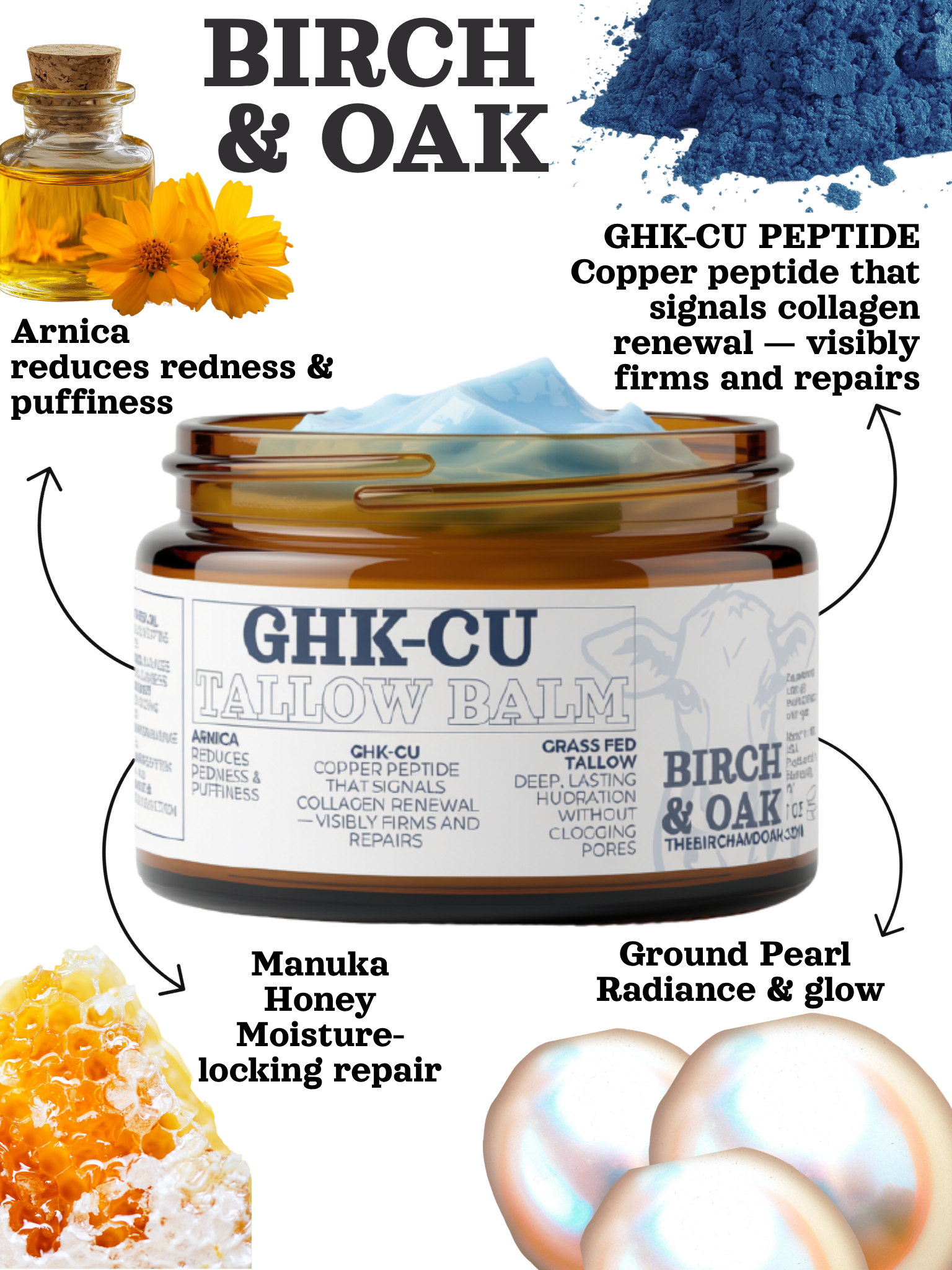 GHK-CU Copper Peptide Tallow Balm - 1 oz | Preorder
