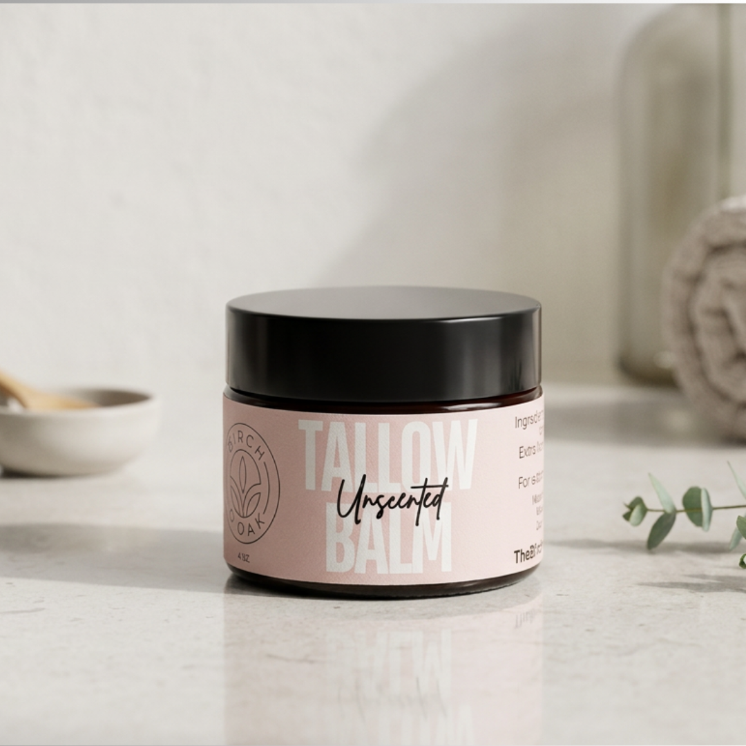 Tallow Balm Unscented | Natural Moisturizer for Sensitive Skin by Birch & Oak